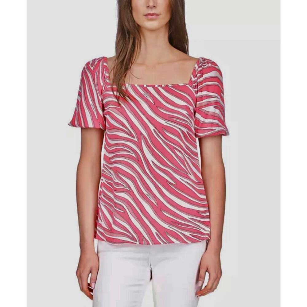 ☀️MICHAEL Michael Kors Women's Zebra-Print Square-Neck Top NEW Size Medium